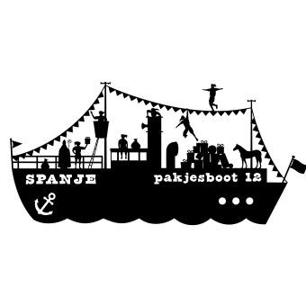 Pakjesboot raamsticker 30x60cm